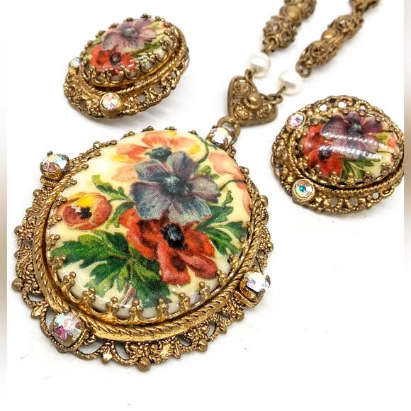 Vintage Western Germany Necklace and Earrings - Picture 9 of 13